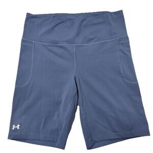 Under Armour Bike Shorts Women XL Blue Compression Athletic Gym Shorts Workout